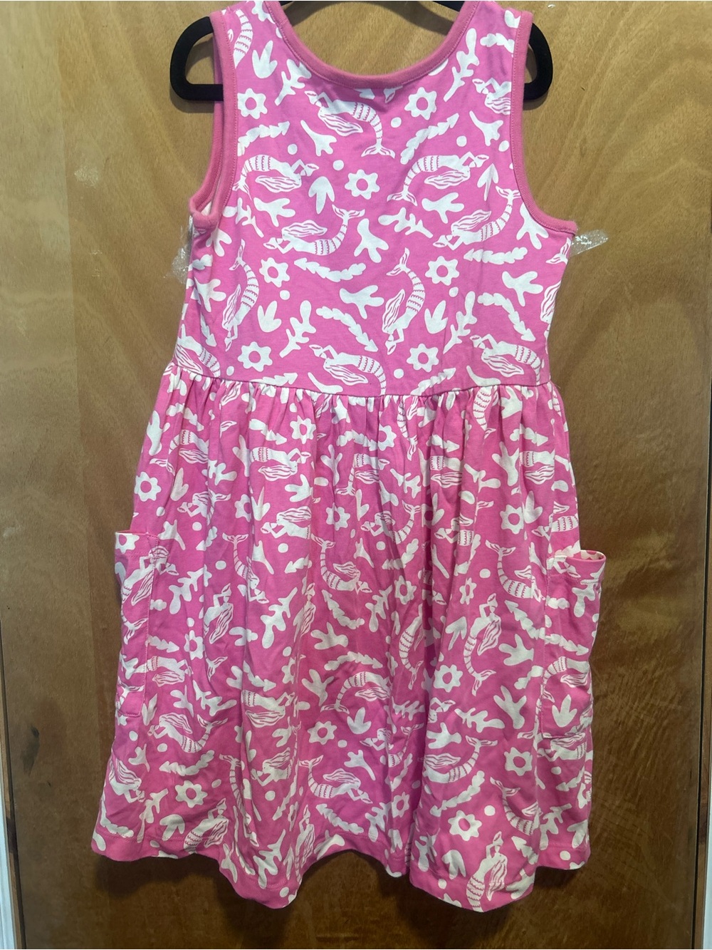 Girls Pink Floral Tank Dress with Pockets